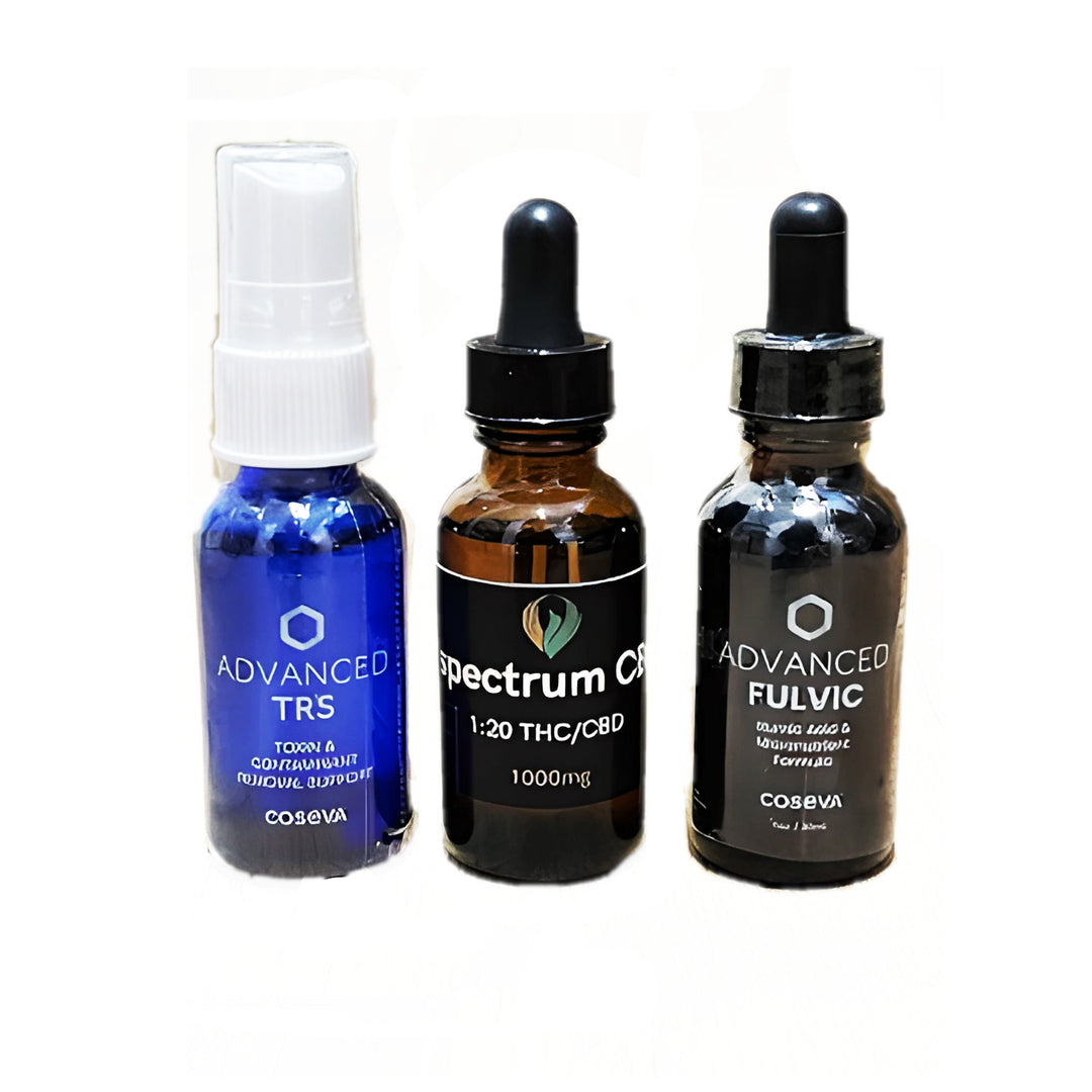Image of bottles of Advanced TRS, Advnaced Fulvic, and Full Spectrum CBD