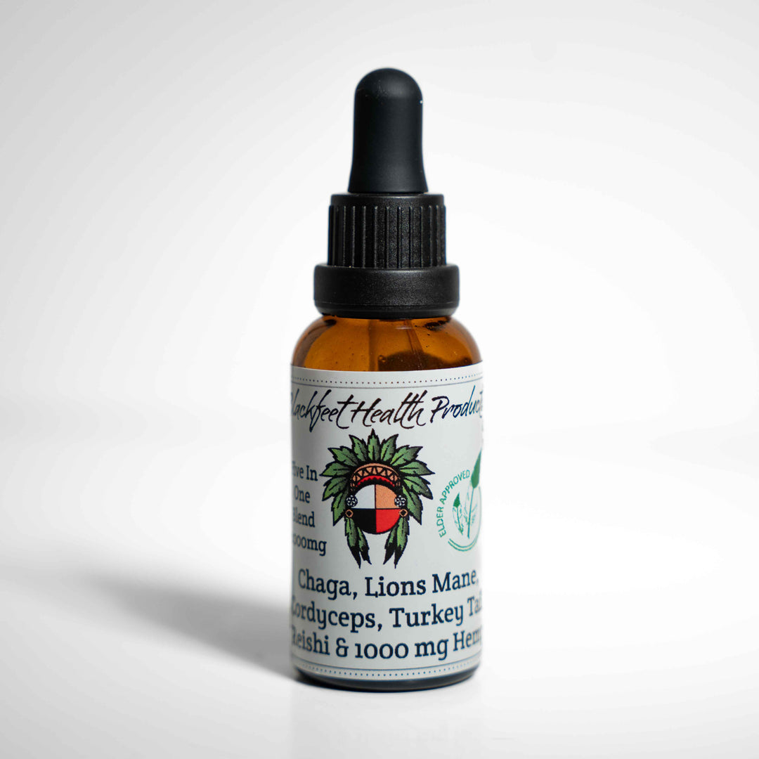 Image of Blackfeet Health 5 Medicinal Mushroom Blend with 1000mg of nano-THC (30ml)