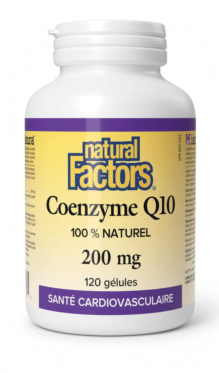 Natural Factors CoQ10 200 mg, 120 Softgels, 100% Natural, Supports Cardiovascular Health