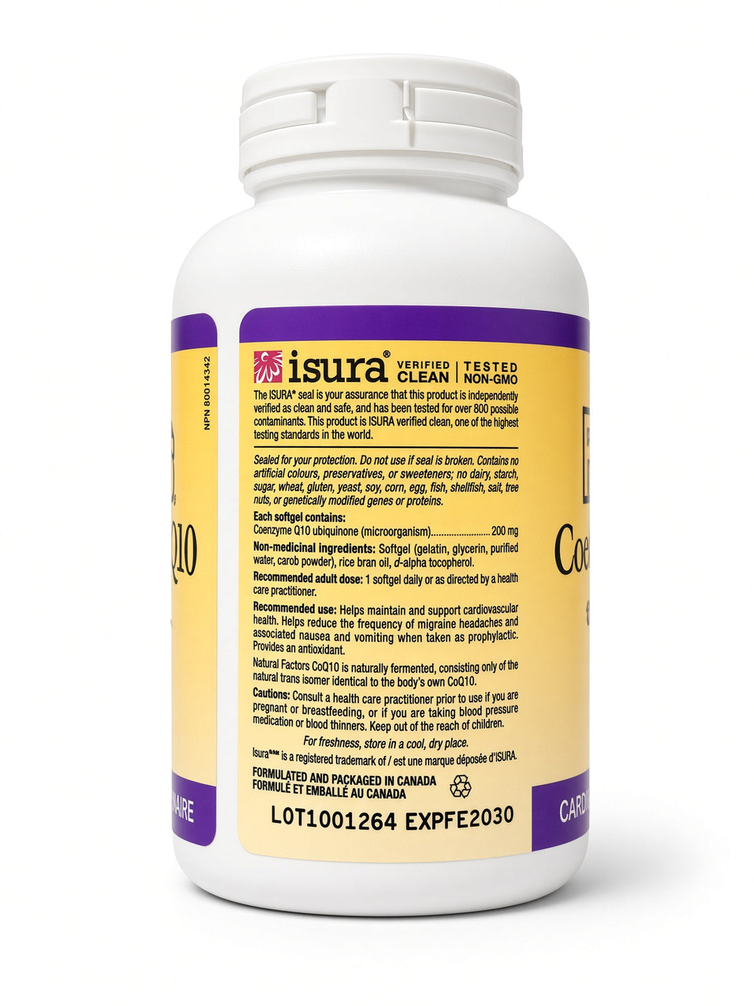 Natural Factors CoQ10 200 mg, 120 Softgels, 100% Natural, Supports Cardiovascular Health
